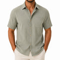 Chemise homme XL vert sauge à manches courtes tissu léger style décontracté