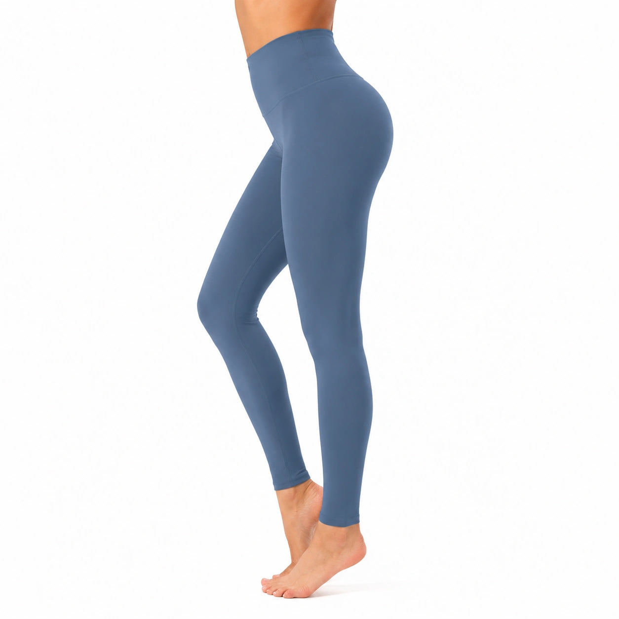 Legging femme S bleu en tissu extensible taille haute pour sport
