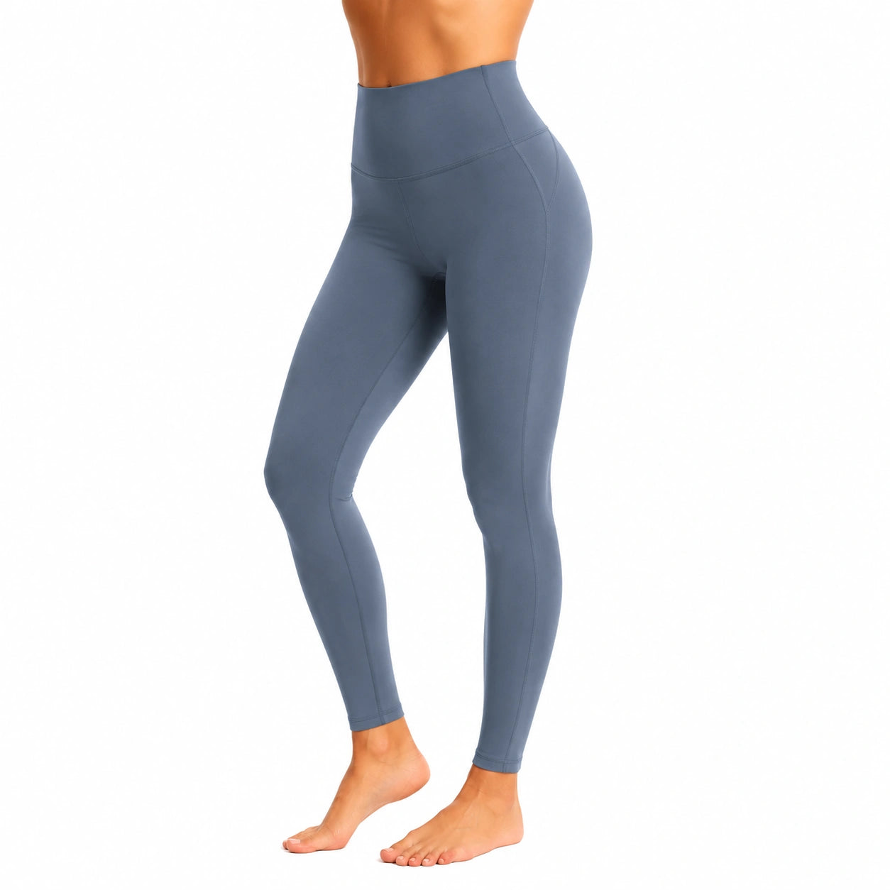 Legging de sport femme taille M bleu ardoise taille haute ajusté