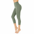 Legging de sport femme L vert taille haute extensible longueur 7/8