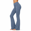 Pantalon de yoga évasé taille haute bleu M en tissu extensible
