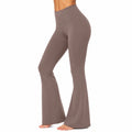 Pantalon legging évasé M en tissu extensible taupe taille haute yoga