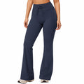 Pantalon femme L bleu marine taille haute à jambes évasées pour sport et détente
