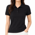 Polo femme taille S noir en maille à manches courtes - coupe ajustée