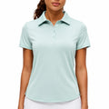 Polo femme L en polyester vert menthe à manches courtes style sportif