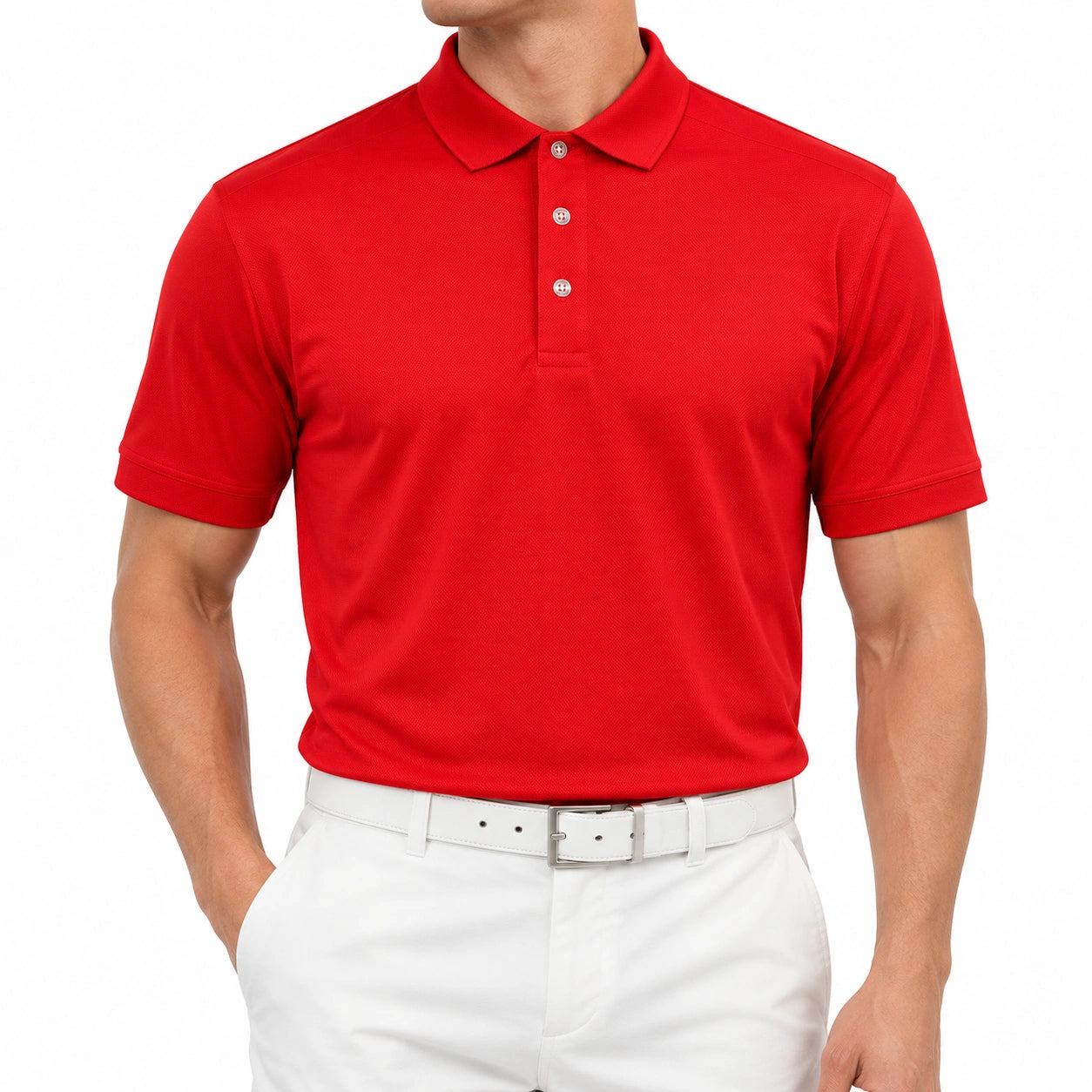 Polo homme XL rouge en maille piquée à manches courtes style classique