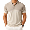 Polo homme XL en maille beige à rayures style décontracté