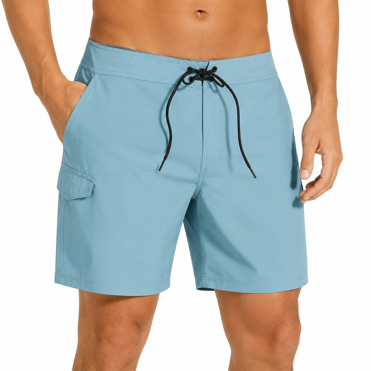 Short de bain homme taille M bleu tissu synthétique à poches style cargo