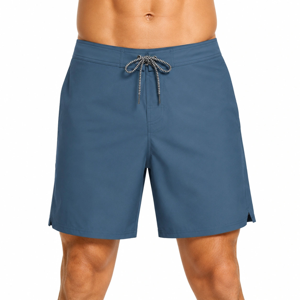 Short de bain homme L bleu en tissu synthétique à cordon de serrage