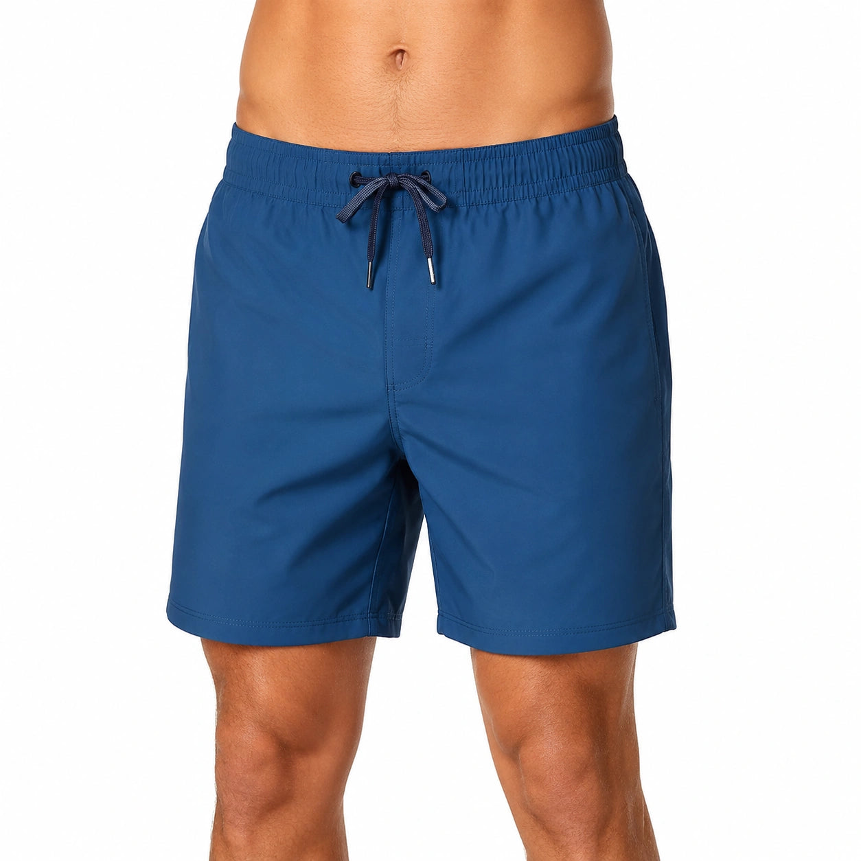 Short de bain homme XL bleu en polyester à taille élastique avec cordon