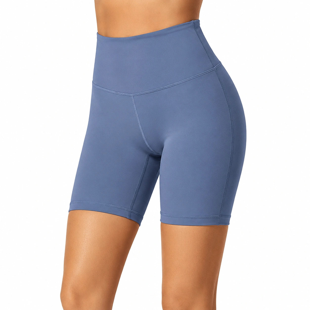 Cycliste femme M en tissu extensible bleu taille haute pour sport