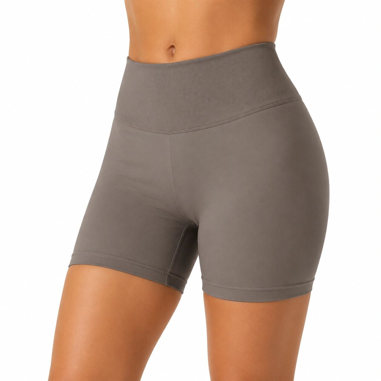 Short cycliste femme taille M gris taille haute tissu extensible sportif