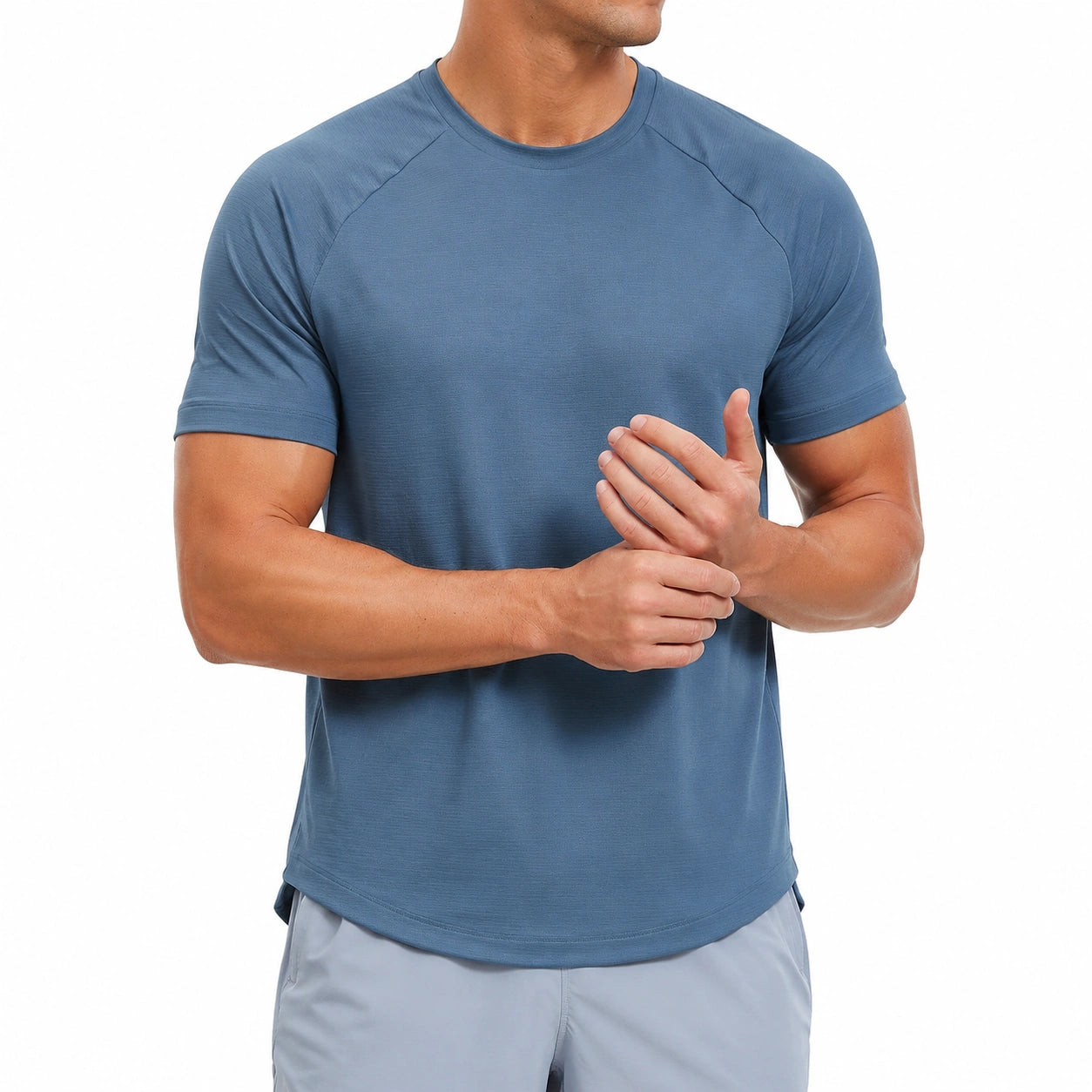 T-shirt homme taille L bleu à manches courtes coupe sportive
