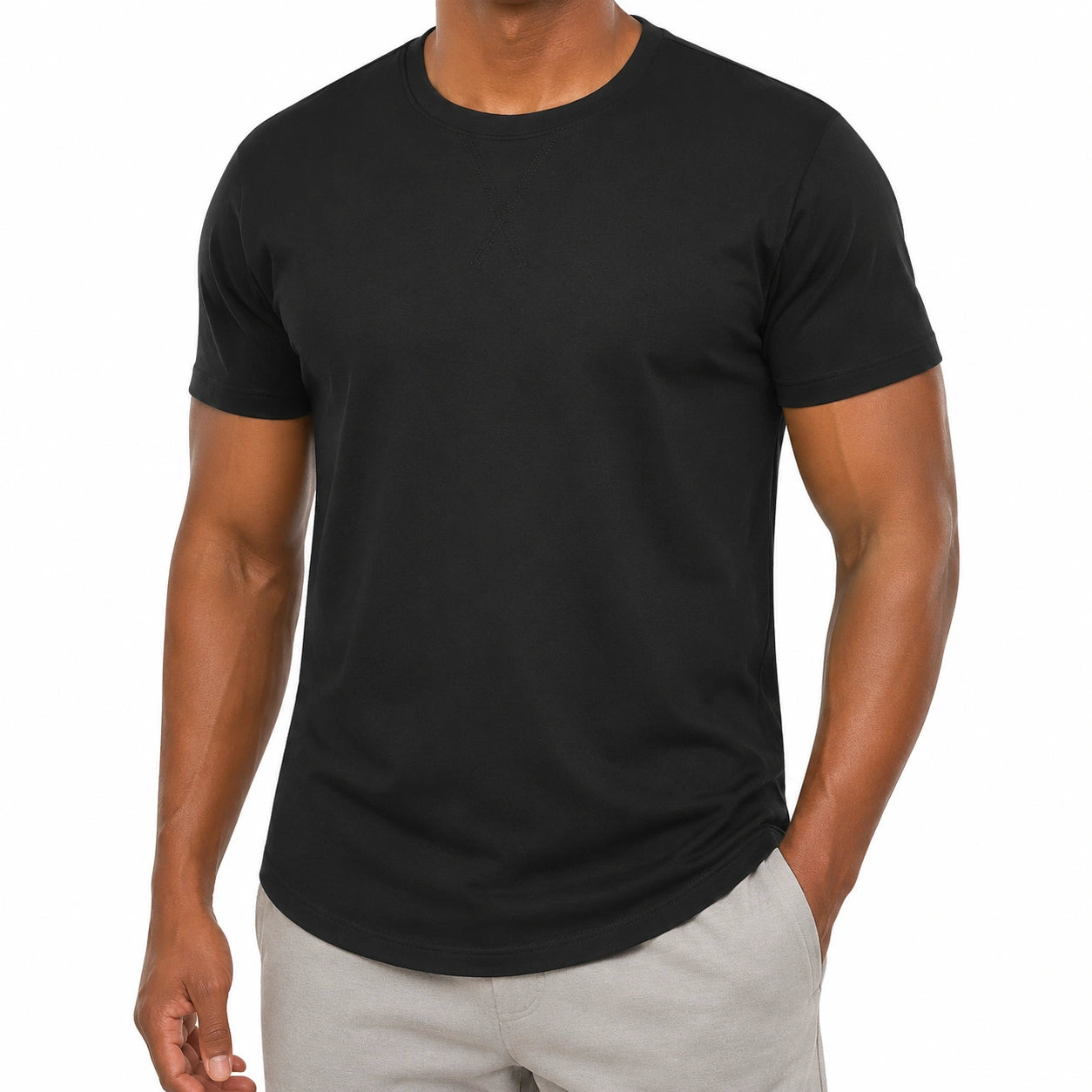 T-shirt homme XL noir à manches courtes coupe droite