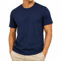 T-shirt homme XL bleu marine en coton à manches courtes coupe droite